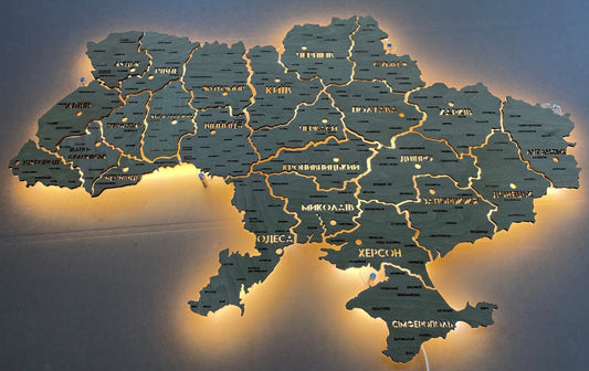Деталізована карта України з підсвіткою між областями колір Oak