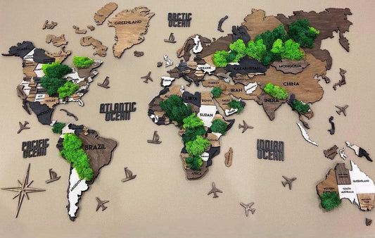 Багатошарова карта світу з мохом колір Soulmar