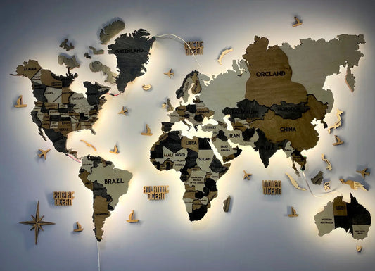 Багатошарова карта світу з підсвіткою колір Wander