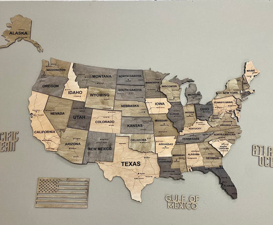 Карта США 3D з дорогами без підсвітки, колір Elis