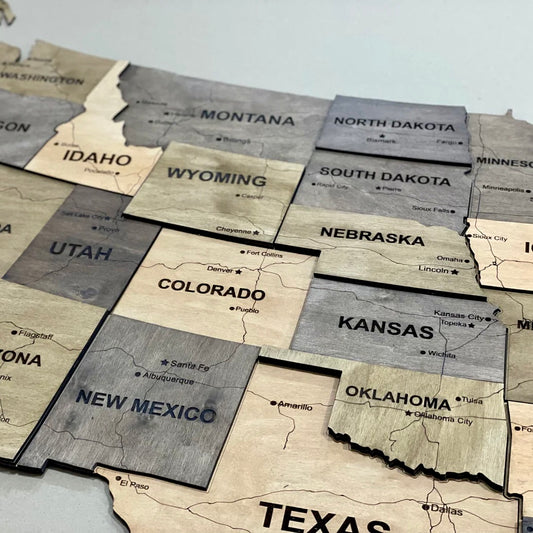 Карта США 3D з дорогами без підсвітки, колір Elis