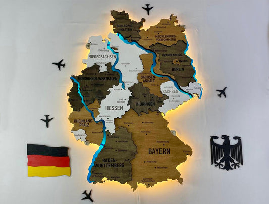 Багатошарова карта Німеччини з підсвіткою річок колір Temptation