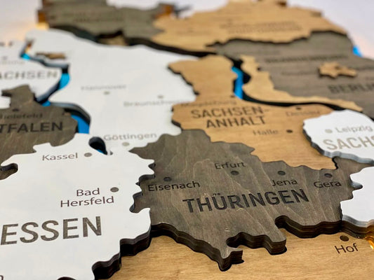 Багатошарова карта Німеччини з підсвіткою річок колір Temptation