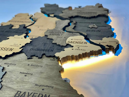 Багатошарова карта Німеччини з підсвіткою річок колір Brut
