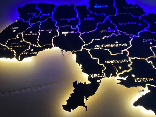 Карта України з підсвіткою між областями колір Black