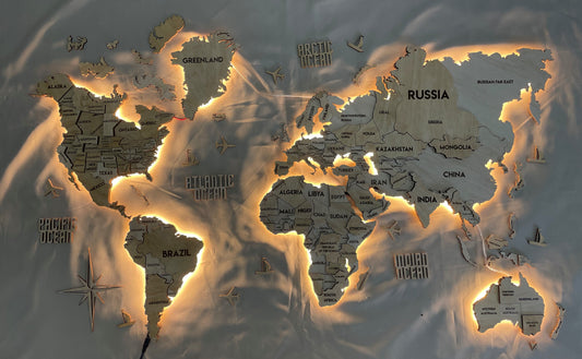 Багатошарова карта світу з підсвіткою колір Natural