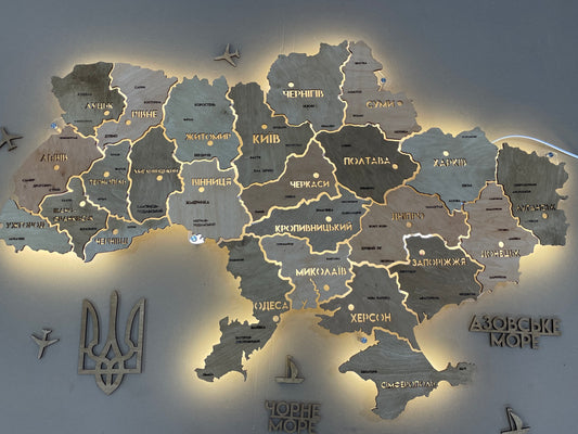 Карта України з підсвіткою між областями колір Light Tree