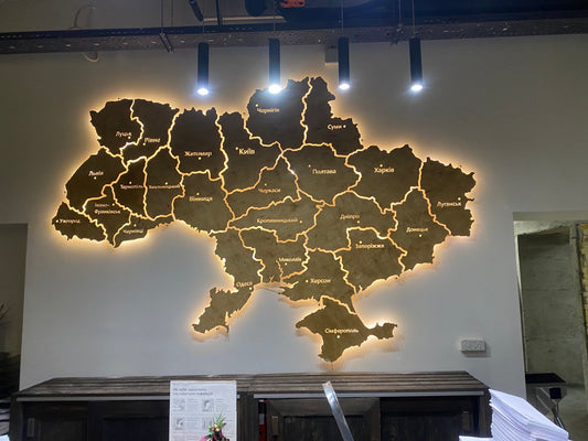 Карта України з підсвіткою між областями колір Nut
